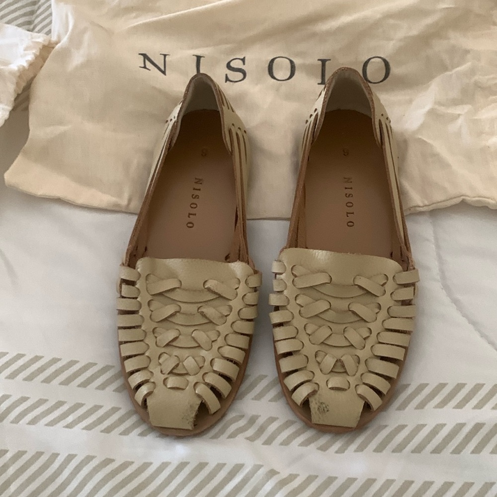Nisolo huarache sandal. Bone color. Worn once.